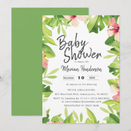 Waterverf Tropical Beach Baby shower Kaart