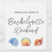 Waterverf Tropical Beach Bachelorette Party Wijn Etiket (Enkel label)