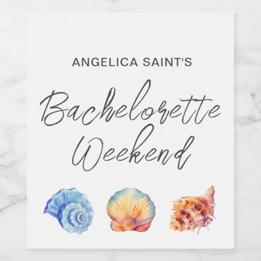 Waterverf Tropical Beach Bachelorette Party Wijn Etiket (Enkel label)