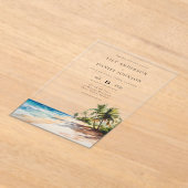 Waterverf Tropical Beach Bestemming Bruiloft Acryl Uitnodigingen (Laagn)