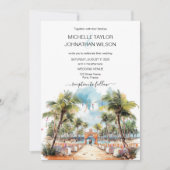 Waterverf Tropical Beach Bestemming Bruiloft Kaart (Voorkant)