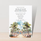 Waterverf Tropical Beach Bestemming Bruiloft Kaart