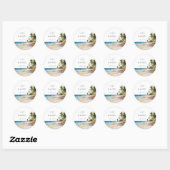 Waterverf Tropical Beach Bestemming Bruiloft Ronde Sticker (Vel)