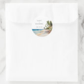 Waterverf Tropical Beach Bestemming Bruiloft Ronde Sticker (Tas)