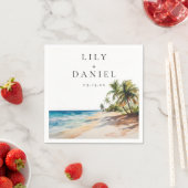 Waterverf Tropical Beach Bestemming Bruiloft Servet (Insitu)
