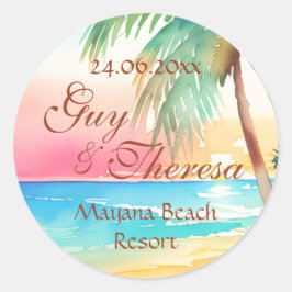 Waterverf Tropical Beach Bruiloft Sticker
