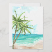 Waterverf Tropical Beach en Palm Trees Bruiloft Kaart (Achterkant)
