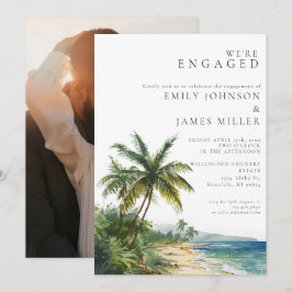 Waterverf Tropical Beach Engagement Party Foto Kaart