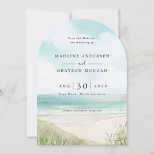 Waterverf Tropical Beach Foto Bewaar de datum Kaart