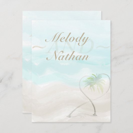 Waterverf Tropical Beach Receptie Insert Kaart (Voorkant / Achterkant)