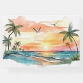 Waterverf Tropical Beach Sunset Bruiloft Gastenboek (Achterkant)