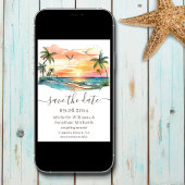 Waterverf Tropical Beach Sunset Bruiloft Save The Date