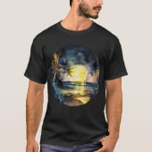 Waterverf Tropical Beach Sunset T-shirt (Voorkant)