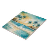 Waterverf Tropical Beach Sunset Tegeltje (Zijkant)