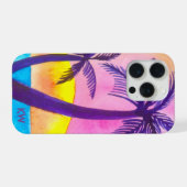 Waterverf Tropical Beach Sunset Telefoon Case iPhone Hoesje (Achterkant horizontaal)