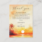 Waterverf Tropical Beach Sunset Wedding Dank u Plaatskaartje (Voorkant)