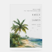 Waterverf Tropical Beach Wedding Welkom Acryl Bord (Voorkant)