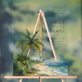 Waterverf Tropical Beach Wedding Welkom Acryl Bord