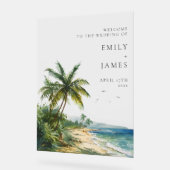 Waterverf Tropical Beach Wedding Welkom Acryl Bord (Hoek)