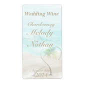 Waterverf Tropical Beach Wedding Wijnlabel Etiket (Voorkant)