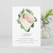 Waterverf Tropical Birth Announding Photo Card Aankondiging (Staand voorkant)