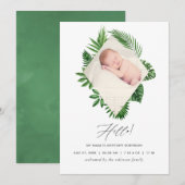 Waterverf Tropical Birth Announding Photo Card Aankondiging (Voorkant / Achterkant)