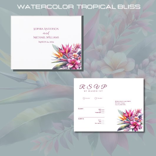 Waterverf Tropical Bliss-RSVP-Wedding- Briefkaart