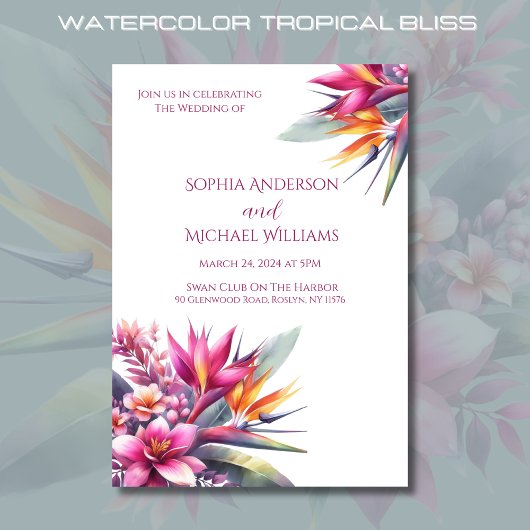 Waterverf Tropical Bliss-Wedding Thema Uitnodiging