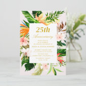 waterverf Tropical Bloemen Trouwdag Kaart (Staand voorkant)