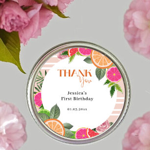 Waterverf Tropical Citrus Dank u voor Sticker