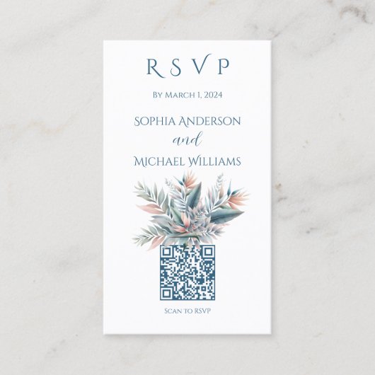 Waterverf Tropical Dream-RSVP-QR-code Visitekaartje (Voorkant)