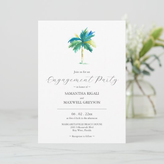 Waterverf Tropical Engagement Party Invitations (Staand voorkant)