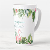 Waterverf Tropical Floral Beach House Blauwgroen g Latte Mok (Rechterhoek)