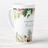 Waterverf Tropical Floral Beach House Blauwgroen g Latte Mok (Linkerhoek)
