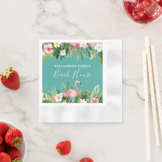Waterverf Tropical Floral Beach House Cocktail Servet (Insitu)