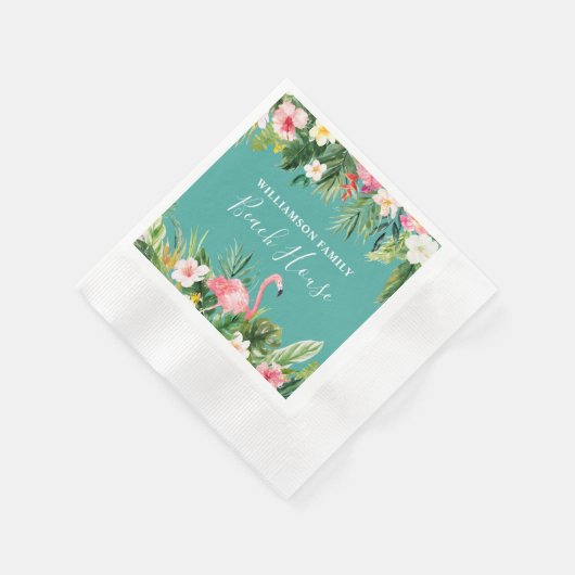 Waterverf Tropical Floral Beach House Cocktail Servet (Hoek)