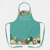 Waterverf Tropical Floral Beach House Familienaam Schort (Voorkant)