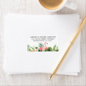 Waterverf Tropical Floral Flamingo Retouradres Etiket (Insitu)