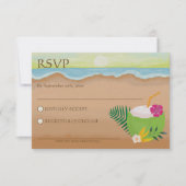 Waterverf Tropical Floral Ocean Beach Bruiloft RSVP Kaartje (Voorkant)