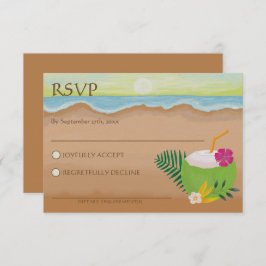 Waterverf Tropical Floral Ocean Beach Bruiloft RSVP Kaartje