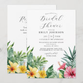 Waterverf Tropical Floral Vrijgezellenfeest QR Cod Kaart (Voorkant / Achterkant)