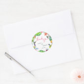 Waterverf Tropical Floral Wedding Dank u Ronde Sticker (Envelop)