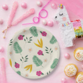 Waterverf Tropical Flower Beach Kustbruiloft Papieren Bordje (Feest)