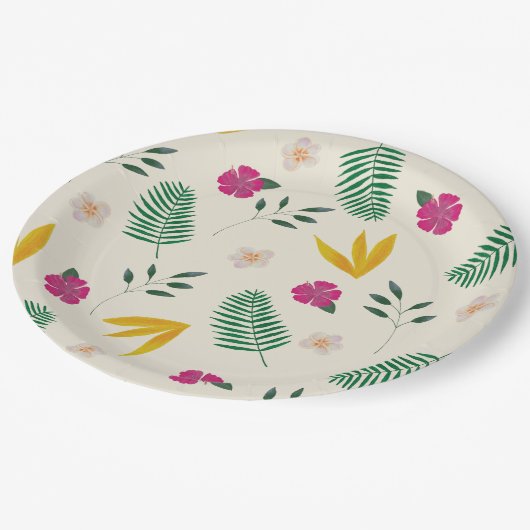 Waterverf Tropical Flower Beach Kustbruiloft Papieren Bordje (Gekanteld)