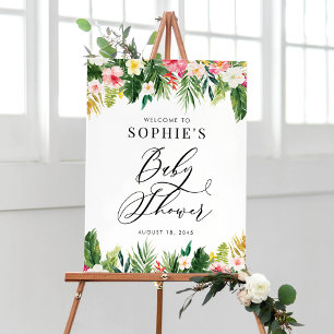 Waterverf Tropical Flowers Baby shower Welkome Poster