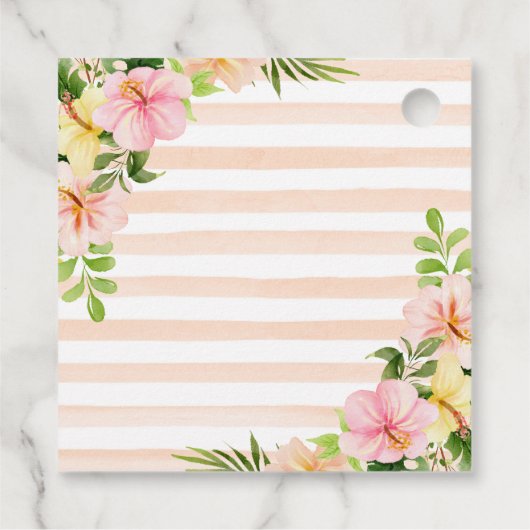 Waterverf Tropical Flowers Bruiloft Bedankjes Labels (Achterkant)