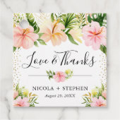Waterverf Tropical Flowers Bruiloft Bedankjes Labels (Voorkant)