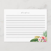 Waterverf Tropical Flowers Douche Recept Kaart (Achterkant)