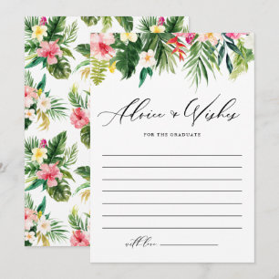 Waterverf Tropical Flowers Garland Afstuderen Advieskaart
