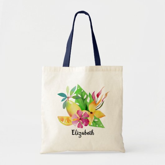  Waterverf Tropical Flowers gepersonaliseerd Tote Bag (Voorkant)
